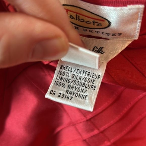 Talbots petite pure silk textured taffeta red midi length skirt size 16 WP - Picture 4 of 9